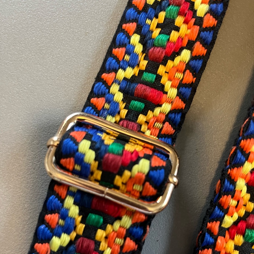 Multicolor Woven Geometric Guitar Camera or Purse Strap
